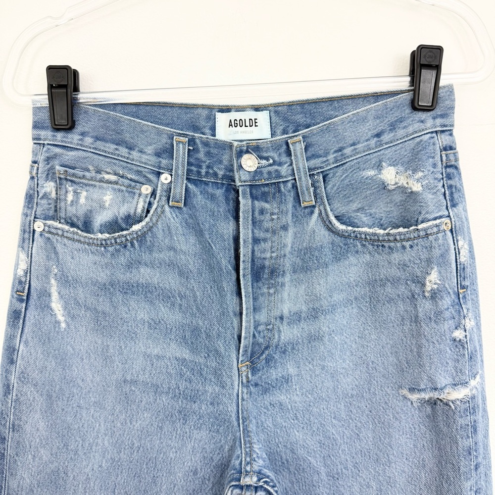 AGOLDE 90s Mid Rise Loose Fit Jeans Fall Out Distressed Straight Leg 27 - Picture 3 of 7